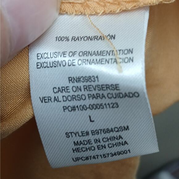 Democracy Embroidered Off the Shoulder Boho Peasant Blouse TanSize Large NWT - Picture 5 of 12